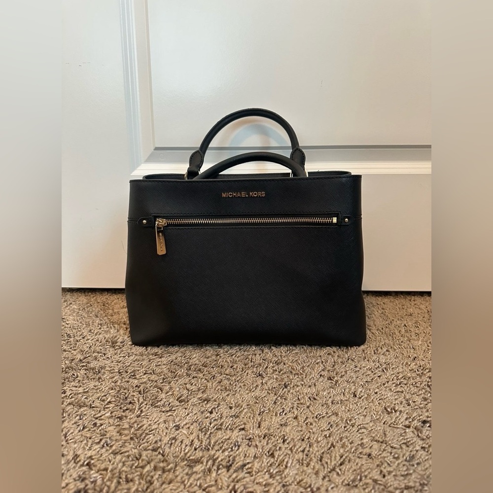 Michael Kors Black Satchel with Gold Accents
